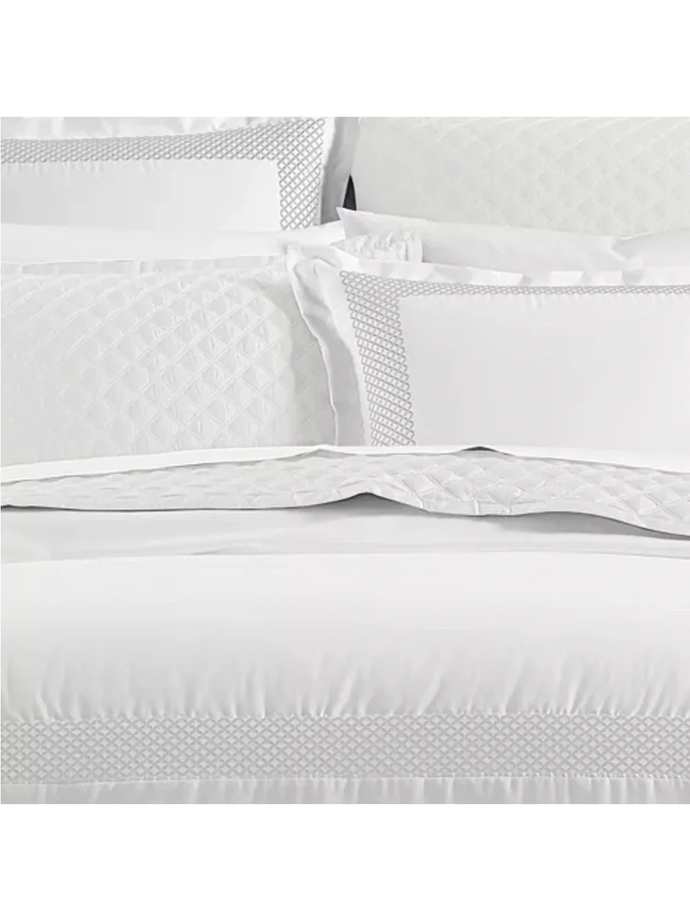 Hudson Park Collection 500TC Embroidered Geo Duvet Cover Twin Pima Cotton $340